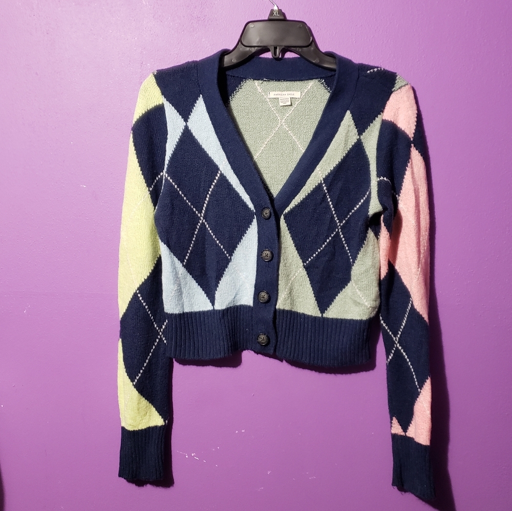 American Eagle Plaid Sweater size XS